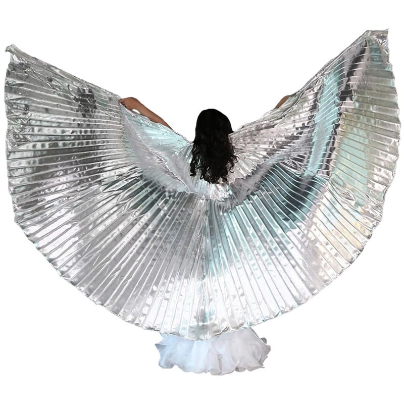 Nimiman Belly Dance Wings for Children Kids Belly Dance Costume Wing with Sticks (Silver) - Image 1